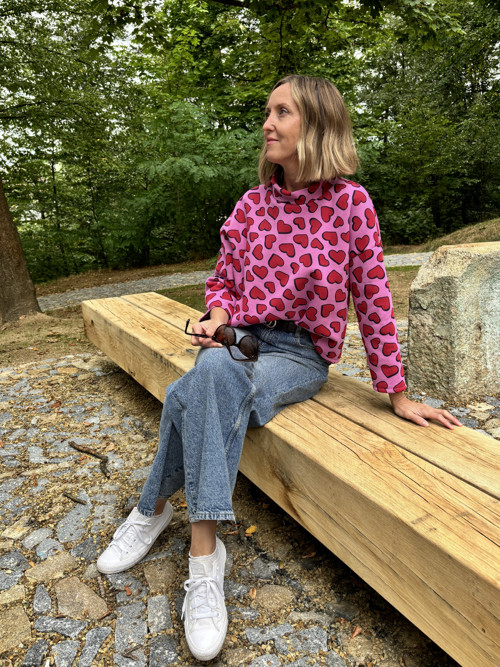 Teplá mikina Srdíčka na růžové — foto 2