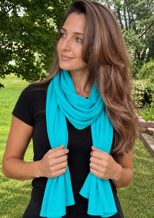 Mušelínový Šál - Tyrkys — foto 2