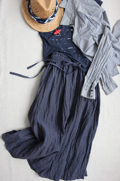 KAIA Mood Indigo - sukně len — foto 2