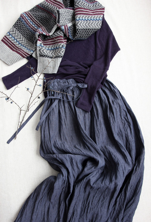 KAIA Mood Indigo - sukně len — foto 5