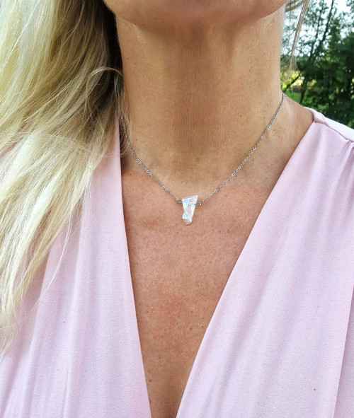 Náhrdelník*křišťál aqua aura*ocel*I. — foto 2
