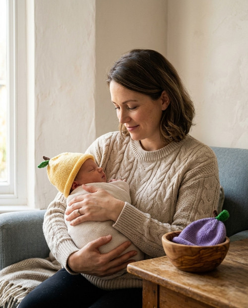Pletená dětská čepička "Ovoce" — foto 3