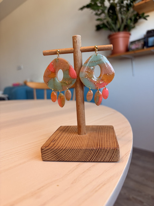 Boho náušnice z polymerové hmoty Sculpey — foto 3