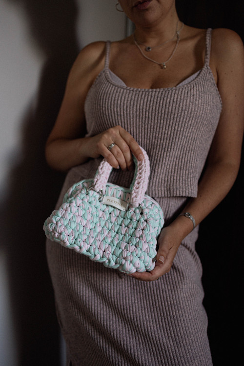 Háčkované psaníčko Marshmallow – mint a růžová — foto 3
