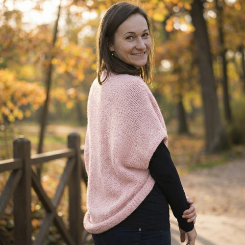Pletená vesta - pudrová — foto 3