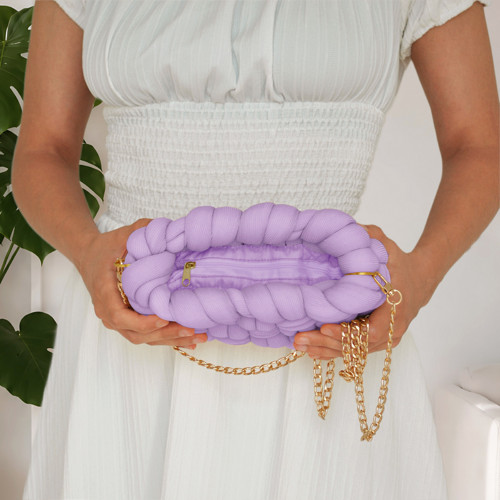 Lavender Bloom Mini chunky kabelka – ručně pletená — foto 5