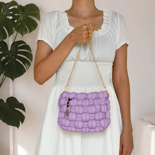 Lavender Bloom Mini chunky kabelka – ručně pletená — foto 3
