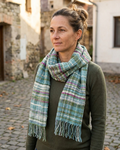 Ručně tkaná vlněná šála - pléd - Rusalka — foto 2