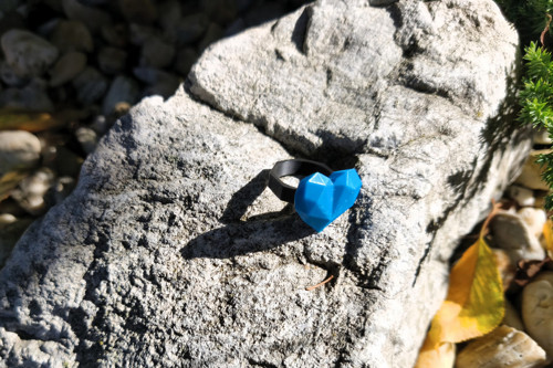 Designový 3D prsten Srdce - modré — foto 3