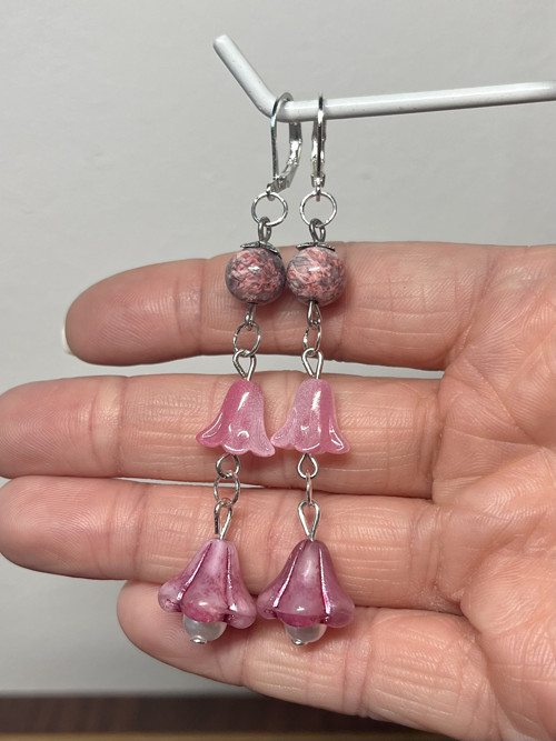 Handmade růžové náušnice — foto 2