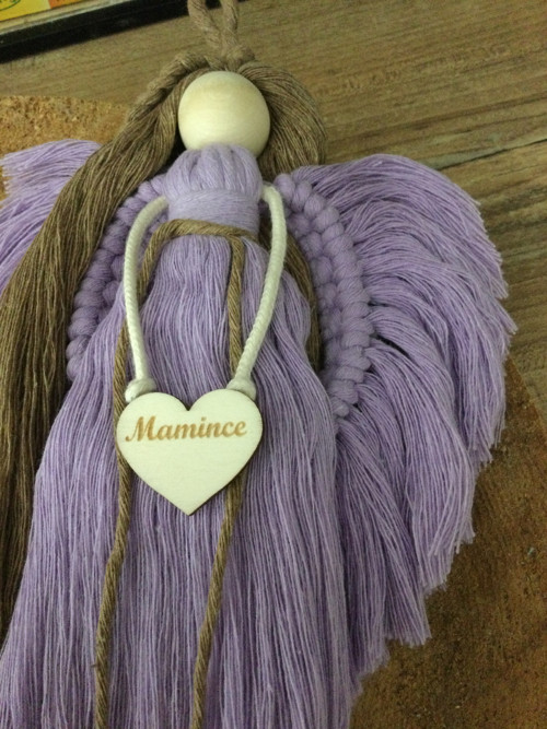 Macrame andělka v boho stylu - 2x levandulová. — foto 3