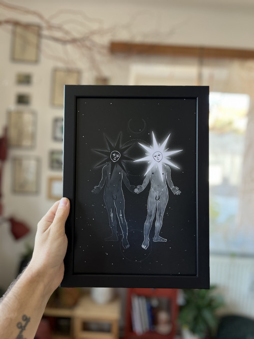 Tisk autorské ilustrace Gemelli v rámečku — foto 4