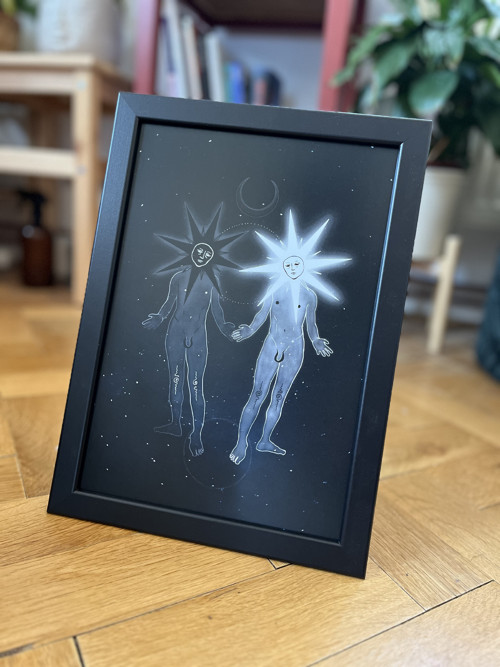 Tisk autorské ilustrace Gemelli v rámečku — foto 2