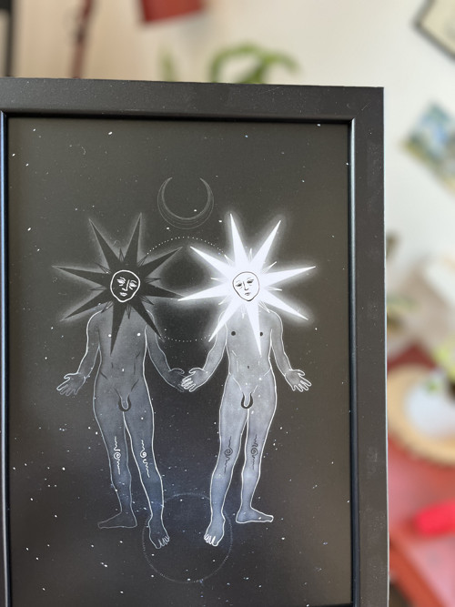 Tisk autorské ilustrace Gemelli v rámečku — foto 3