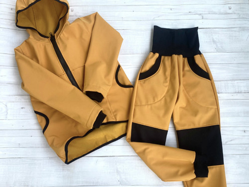 Softshell bunda dětská hořčic. Fleece — foto 2