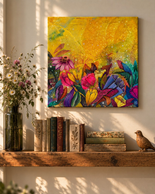 Magická zahrada / originální obraz - 40x40cm — foto 6