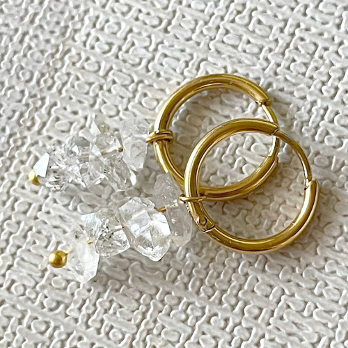 Náušnice herkimer diamanty, zlatá ocel E014 — foto 3