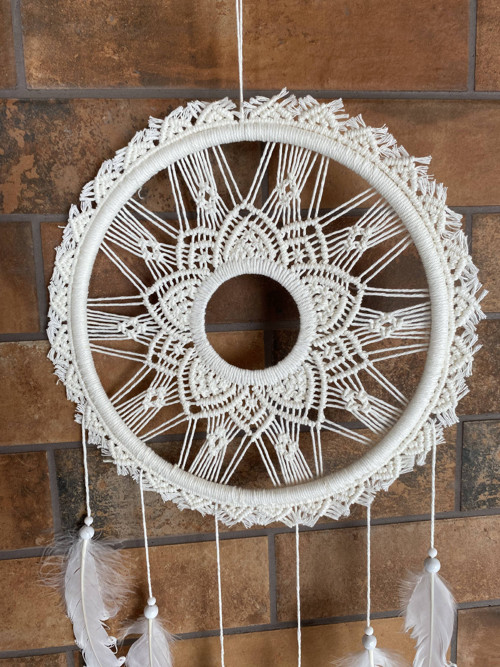 Romantický, bílý lapač snů - macramé — foto 2