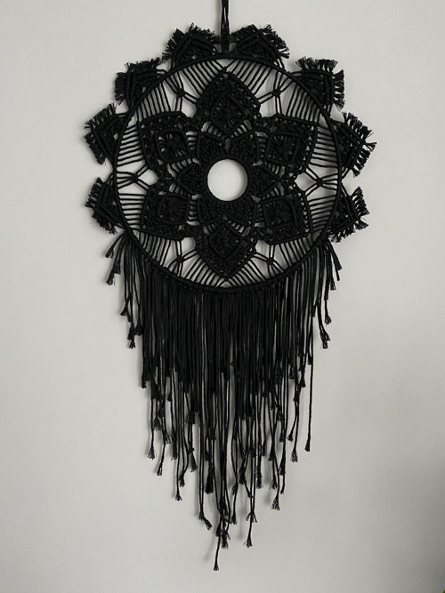 Velký černý lapač snů - macramé — foto 3