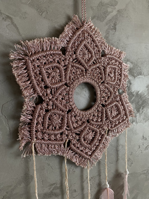 Rose gold lapač snů mandala - macramé — foto 2