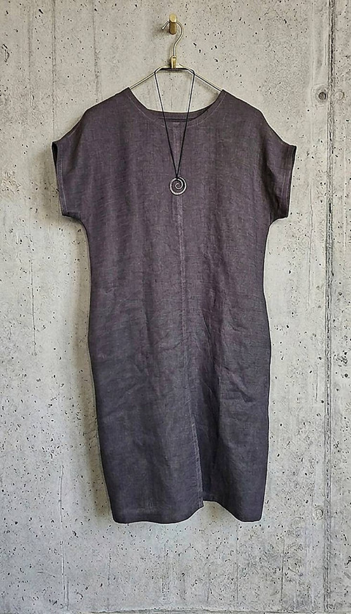 Ľanové šaty BASIC (steel) — foto 5