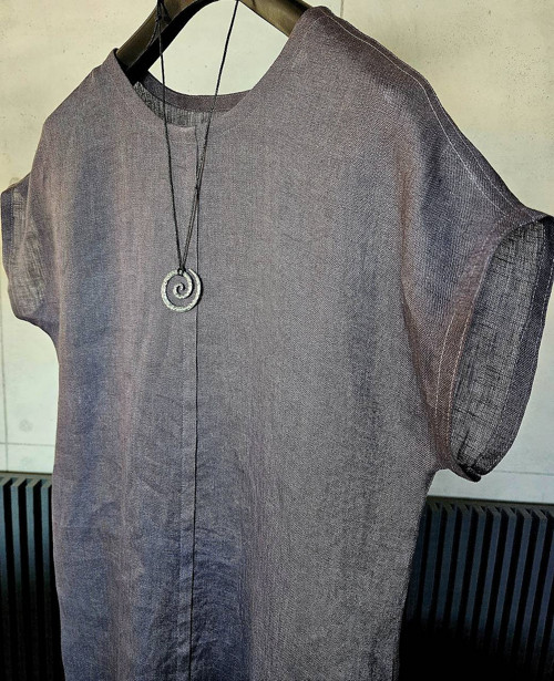 Ľanové šaty BASIC (steel) — foto 3