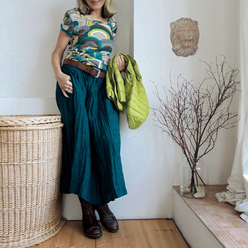 KAIA Petrol - sukně len — foto 5