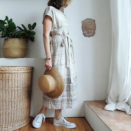 RUTH - LinLines s khaki - šaty len — foto 4