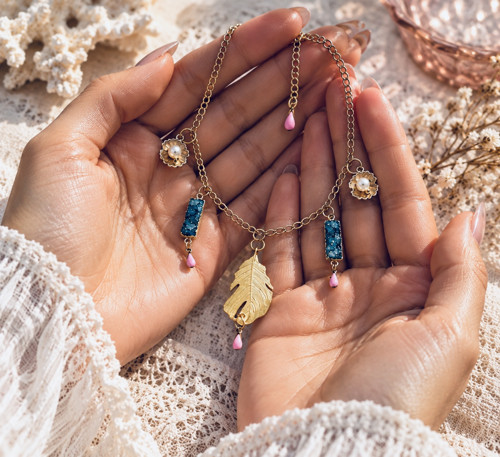 Boho náhrdelník Zlatý list — foto 3