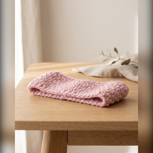Pletená čelenka - růžová — foto 3