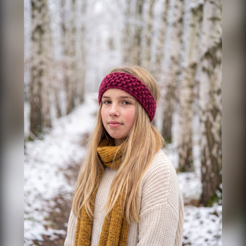 Pletená čelenka vínová - dětská — foto 5