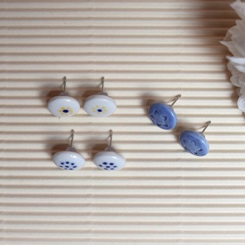 Porcelánové náušnice - Modré IV. — foto 3