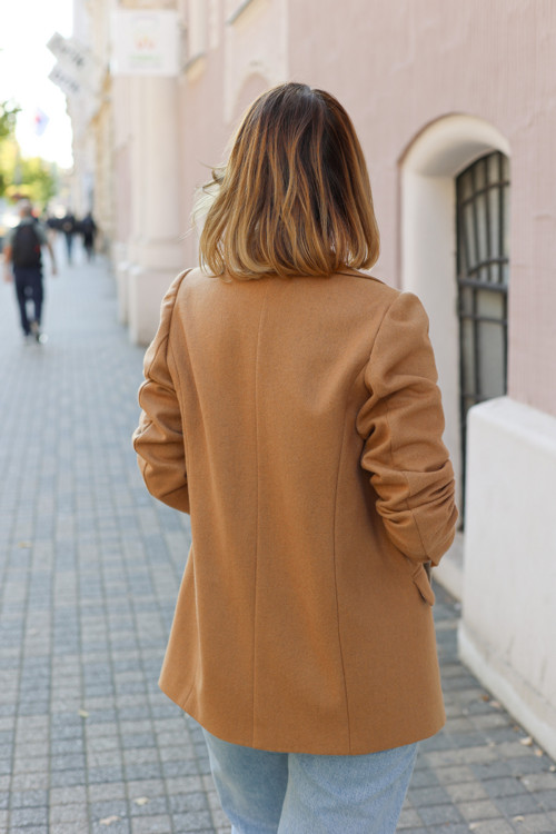 Oversized Vlnené Sako - Ťavie — foto 3