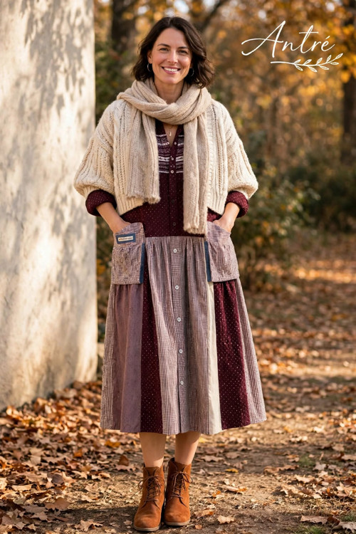 Košilové šaty Ántré " Podzimní Patchwork ".1 .kus — foto 4