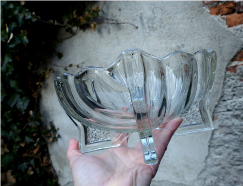 Art Deco skleněná mísa na nožkách — foto 2