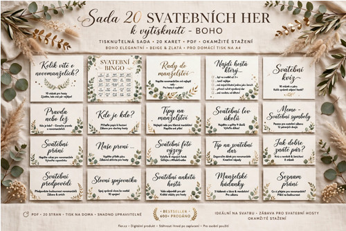 SADA 20 svatebních her BOHO | Tisknutelné hry — foto 3