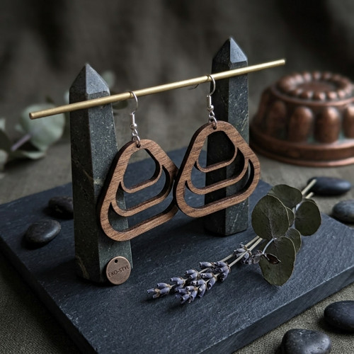 Dřevěné náušnice - Moderní Geometrie — foto 4