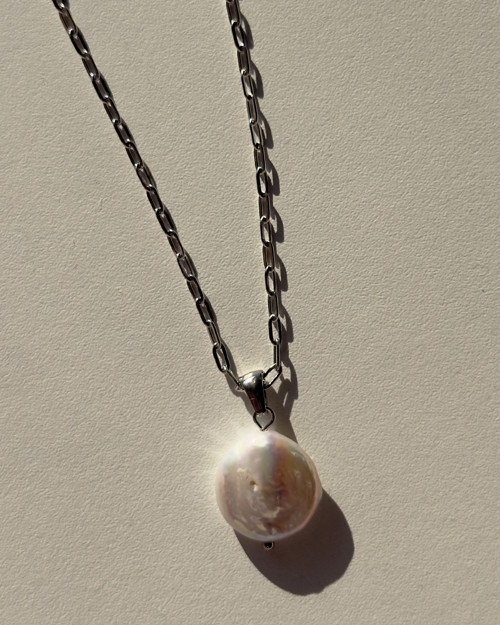 Coin Pearl Necklace - Silver — foto 2