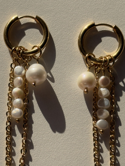 Pearl Cascade Earrings - Gold — foto 2