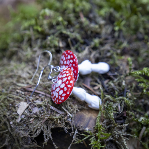 Náušnice - muchomůrka červená — foto 4