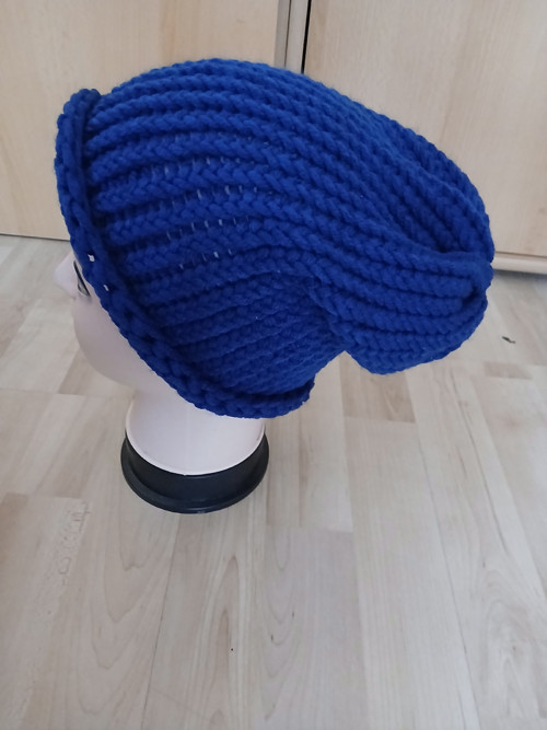 Pletená čepice 2v1 (královská modrá) — foto 2