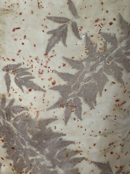 Hedvábná šála ecoprint — foto 2