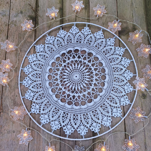 Krajková mandala, bílá 45 cm — foto 3