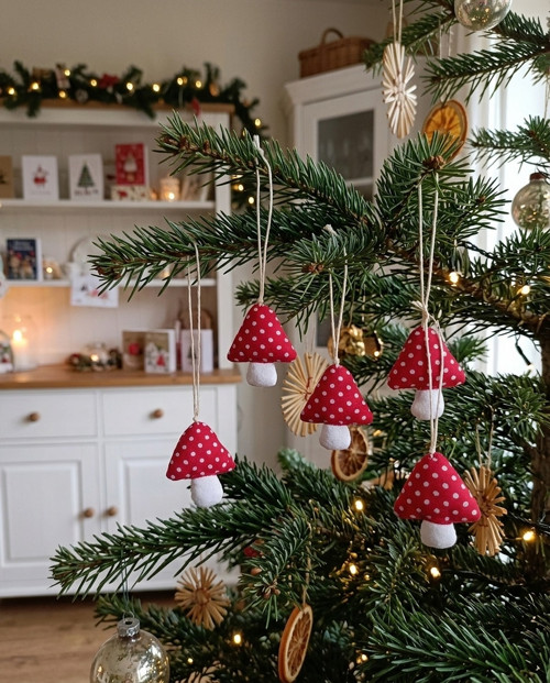 Mini muchomůrky – sada 6 vánočních ozdob — foto 4