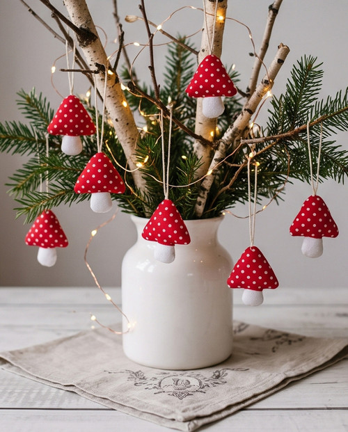 Mini muchomůrky – sada 6 vánočních ozdob — foto 3