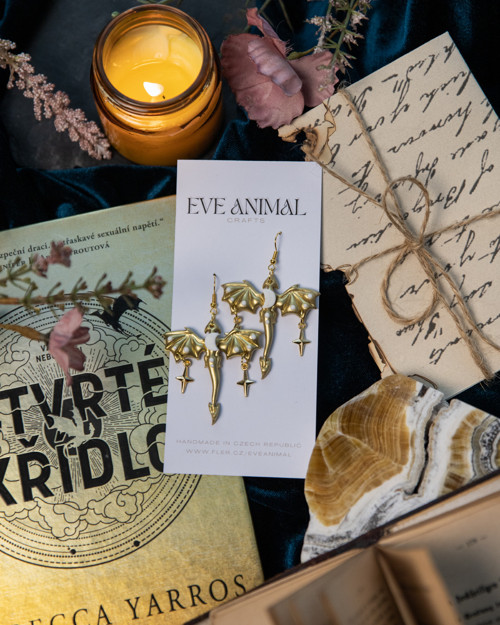 Naušnice | Drak | zlatý | hvězdy — foto 2