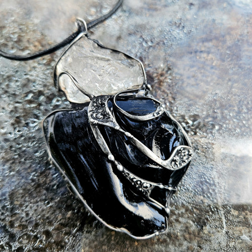 Obsidian Black, surový křišťál — foto 5