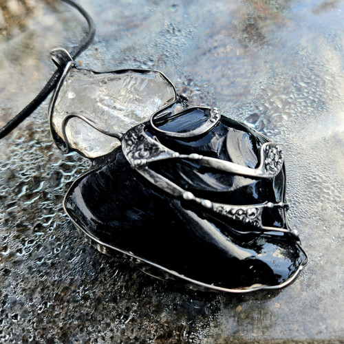 Obsidian Black, surový křišťál — foto 3