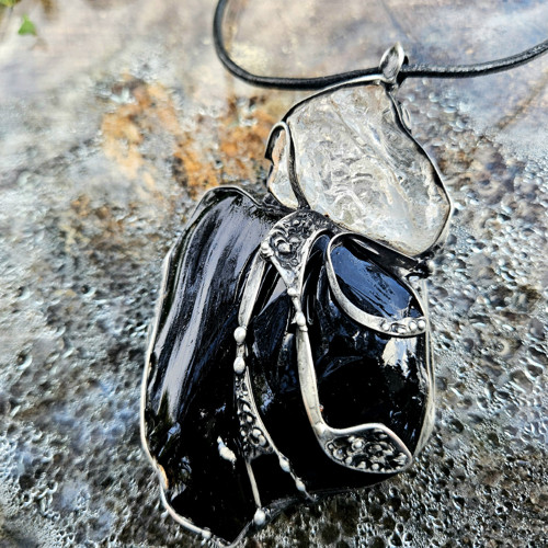 Obsidian Black, surový křišťál — foto 4