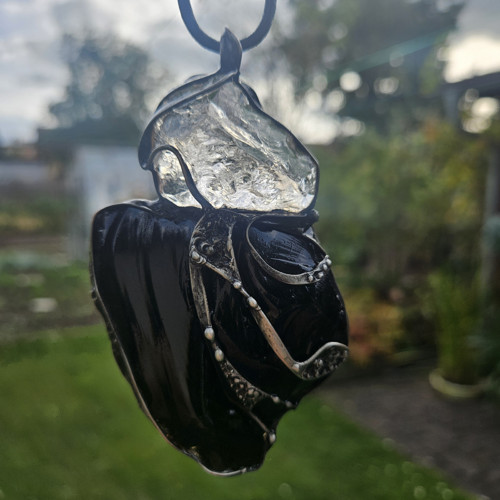 Obsidian Black, surový křišťál — foto 6